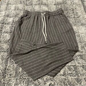 Joie Women’s Grey/Gray Striped Pants M Rayon Blend Drawstring Pockets Cozy EUC